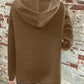 Waffle Texture Half-Buttoned Drawstring Hoodie—Small-3XL