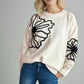 Flower Round Neck Long Sleeve Sweater