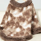 Furry Contrast Three-Quarter Poncho