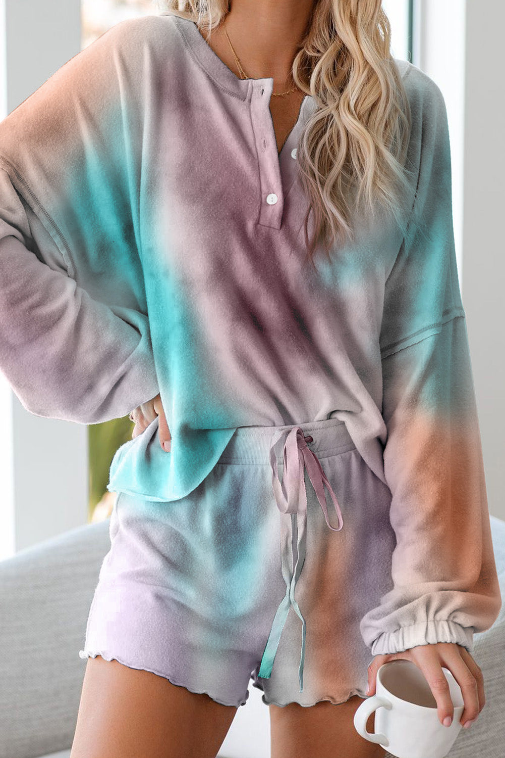 Sky Blue Tie Dye Knit Lounge Set