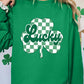 Dark Green St Patricks Checkerboard Clover Lucky Graphic Sweatshirt