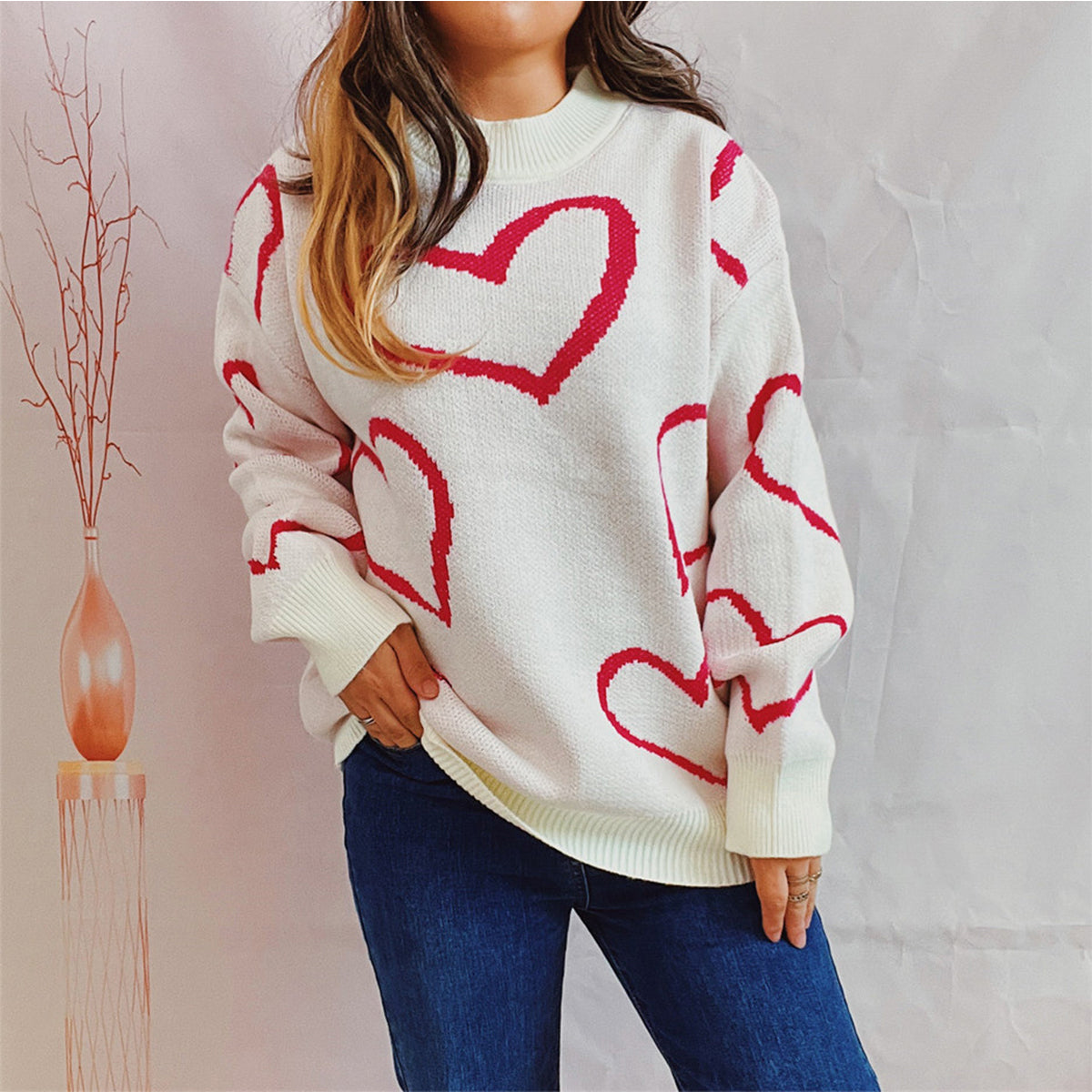 Heart Pattern Sweater—All Heart—Valentine's Day Collection