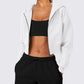 Zip Up Long Sleeve Hooded Cropped Jacket