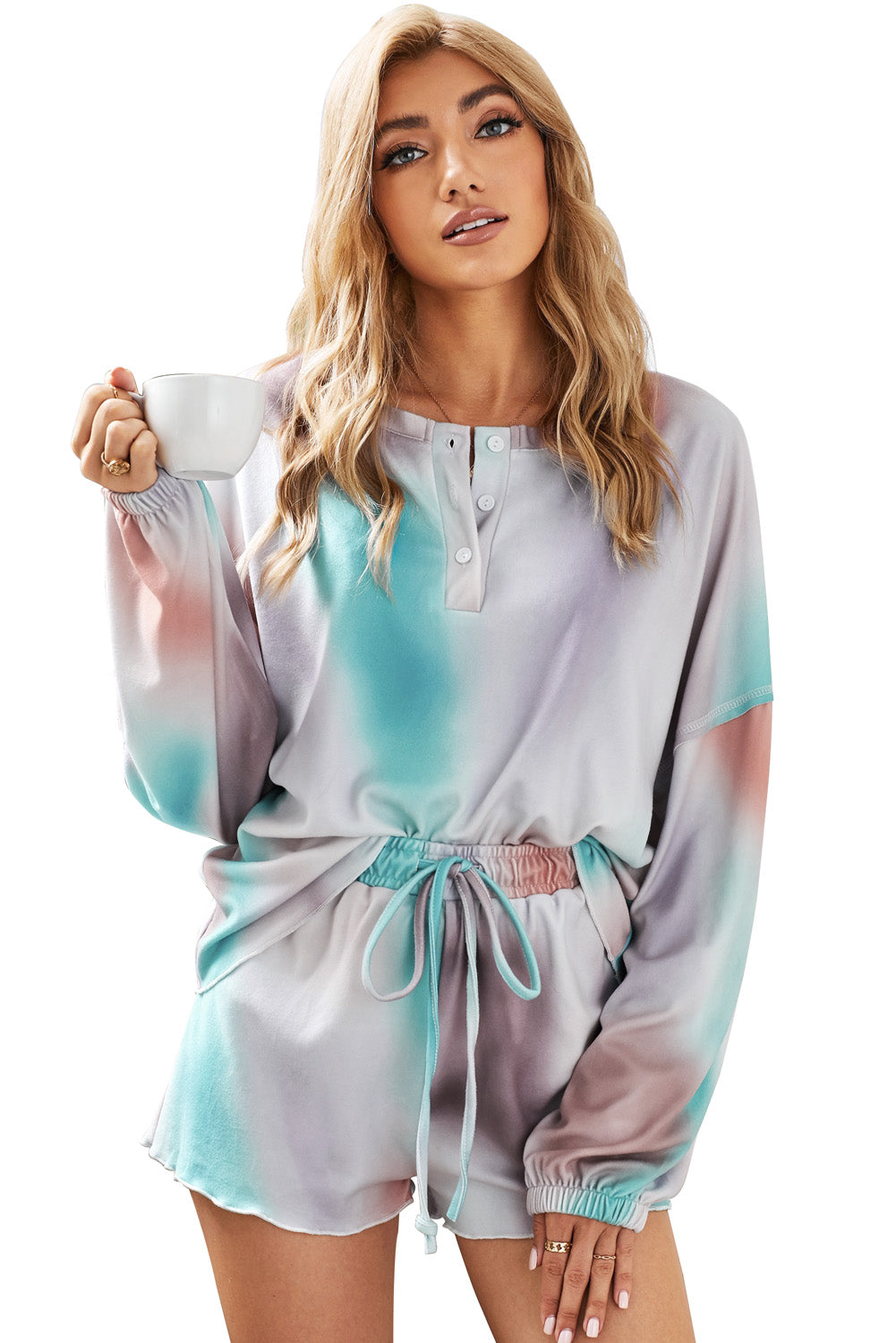 Sky Blue Tie Dye Knit Lounge Set