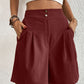 Pocketed Half Elastic Waist Shorts