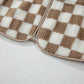 Khaki Checkered Sherpa Collared Jacket Vest