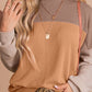 Red Color Block Long Sleeve Ribbed Loose Top