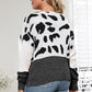 Plus Size Leopard Round Neck Long Sleeve Sweater