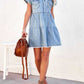 Raw Hem Short Sleeve Denim Dress