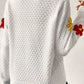 Crochet Flower Round Neck Long Sleeve Sweater