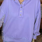 Sequin Half Button Long Sleeve Sweatshirt