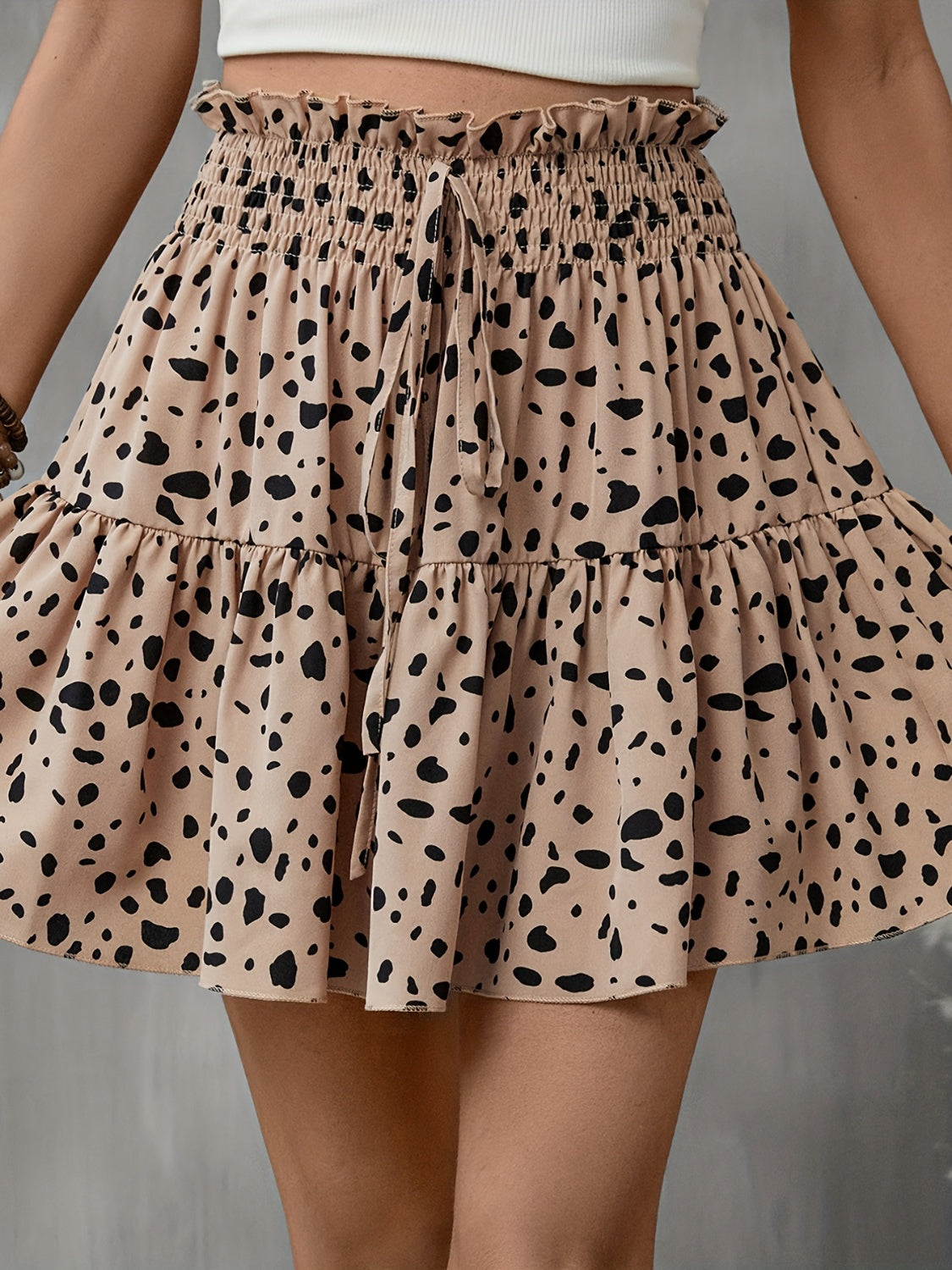 Frill Tied Printed Mini Skirt