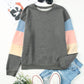 Color Block Round Neck Long Sleeve Sweatshirt