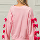 BiBi Velvet Ribbon Bows Long Sleeve Round Neck Sweatshirt