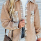 Pocketed Plaid Collared Neck Sherpa Jacket