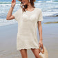 Openwork Round Neck Short Sleeve Cover-UP