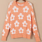 Flower Round Neck Dropped Shoulder Sweater