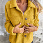 Full Size Fuzzy Button Up Drop Shoulder Jacket