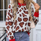 Angel Wings Leopard Round Neck Long Sleeve Sweater