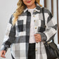 Plus Size Plaid Button Up Collared Neck Jacket