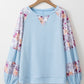 Printed Round Neck Balloon Sleeve Sweatshirt