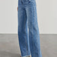 Raw Hem Wide Leg Jeans with Pockets