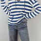 Drawstring Striped Long Sleeve Hooded Sweater