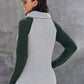 Contrast Decorative Button Turtleneck Sweater