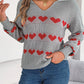 Heart Johnny Collar Long Sleeve Sweater