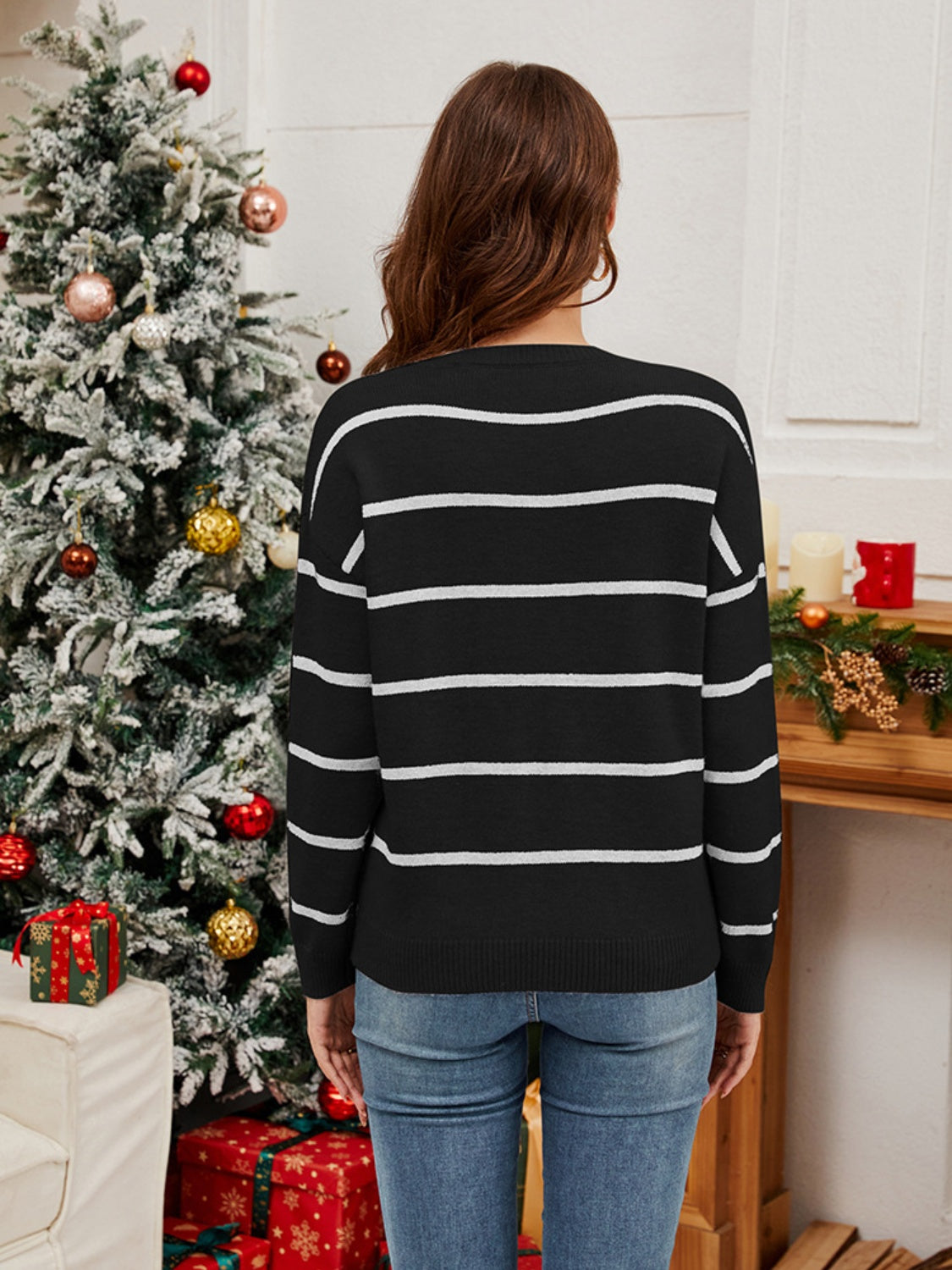 Sequin Santa Striped Sweater