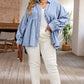 Plus Size High-Low Button Up Dropped Shoulder Shirt