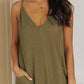 Textured Sleeveless V-Neck Pocketed Casual Jumpsuit