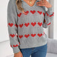 Heart Johnny Collar Long Sleeve Sweater