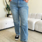 Judy Blue Full Size Mid Rise Distressed Straight Jeans