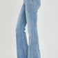 Risen Full Size High Rise Frayed Hem Flare Jeans