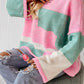 Color Block Round Neck Drop Shoulder Sweater