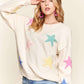 ADORA Stars Pattern Round Neck Drop Shoulder Sweater