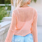 Openwork Round Neck Long Sleeve Knit Top