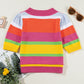 Color Block Round Neck Half Sleeve Knit Top