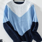 Color Block Round Neck Long Sleeve Sweater