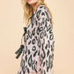 Pink Leopard Print Ribbon Tie Loose Fit Cardigan