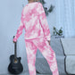 Tie-Dye Round Neck Top and Pants Lounge Set