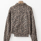 Asymmetrical Hem Collared Neck Leopard Jacket