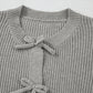 Gray Ribbon Ruffle Cardigan