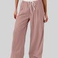 Contrast Waistband Drawstring Wide Leg Pants