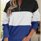 Full Size Color Block Quarter Zip Long Sleeve Sweatshirt