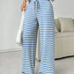 Tied Striped Wide Leg Pants