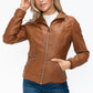 YMI Faux Layered Double-Zipper Jacket with Fuzzy Hood