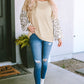 Waffle-Knit Balloon Sleeve Blouse