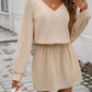 Devine Cutout V-Neck Long Sleeve Mini Dress